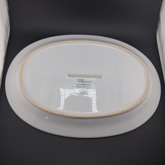 Pampered Chef Simple Additions Polka Dots Oval Platter White Multicolor Circles - Picture 3 of 4